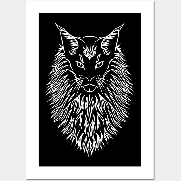 Maine coon black line art Wall Art by Introvert Home 